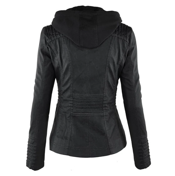 Giacca in pelle moderna con cappuccio